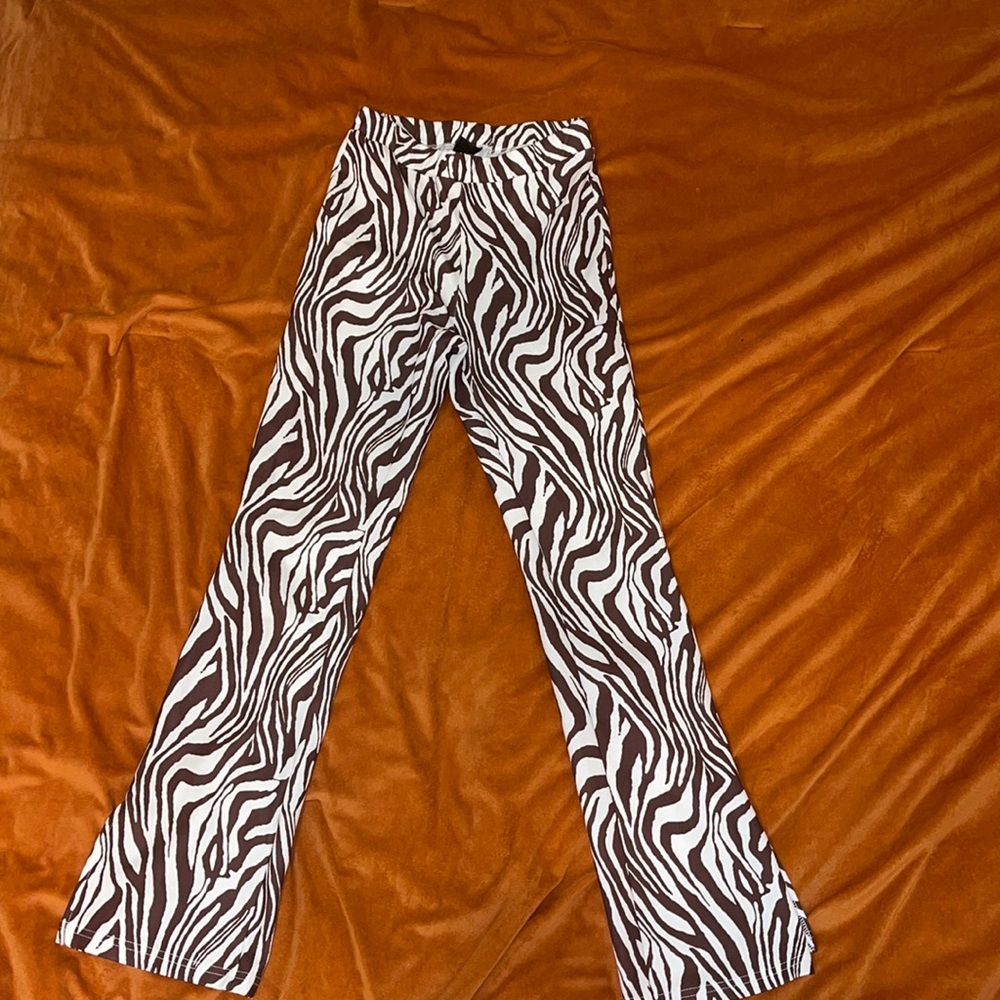 Zebra Print Flare Pants